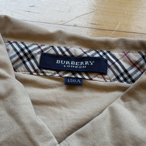 Burberry London Girls Beige Plaid Cuff Button-Up Shirt Size 150A (US 12-13Y) - Picture 6 of 11